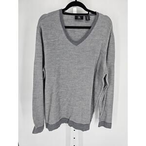 Calvin Klein Mens Sz XXL V Neck Sweater Light Gray Italian Yarn Wool Blend